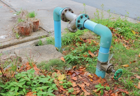 Water valve Plumbing Steel.  Drink water pipes Steel joints, industrial tap water pipe and Rusty...