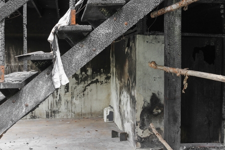 house fire. Detail images conflagration from a home that was abandoned after the house fire.の写真素材