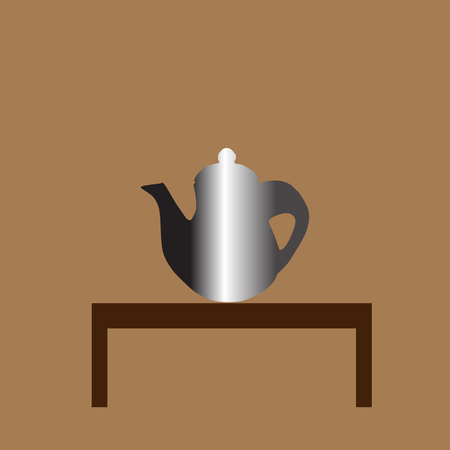 teapot  and cup Icon on the table isolated on brown background . Vector illustration with eps 10のイラスト素材