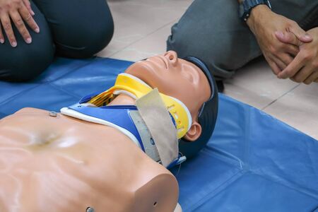 medical dummy on CPR, in emergency refresher training to assist of physicianの写真素材