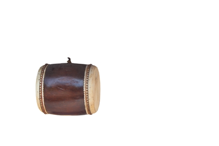 Big drum in a Buddhist temple on white backgroundの写真素材