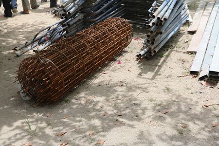 steel post in construction work industry at building site