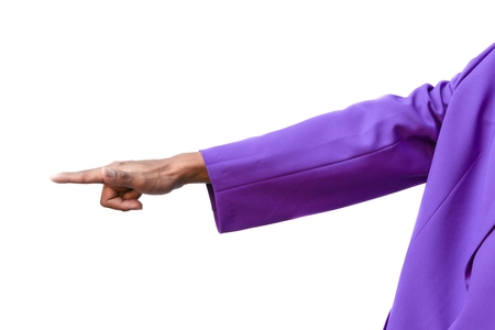 hand pointing sign  man on white backgroundの写真素材