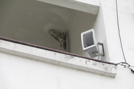 loudspeaker on the wall for present News in public placeの写真素材