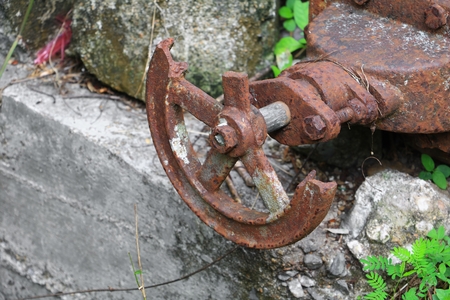 maine water steel old pipe plumbing  dilapidated close up with rustyの写真素材