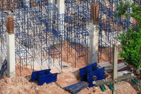 work construction  in building  site workplace top view