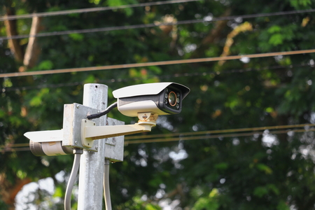 cctv camera select focus with shallow depth of field. with copy space and text
