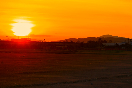 sunset beautiful colorful landscape in blue sky evening nature twilight timeの写真素材