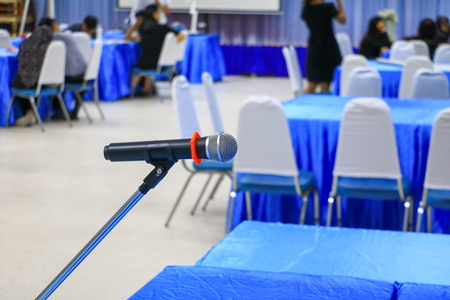 microphone wireless in a meeting room seminar conference background: Select focus with shallow depth of field.の写真素材