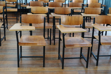 chair wood in classroom  high schoolの写真素材