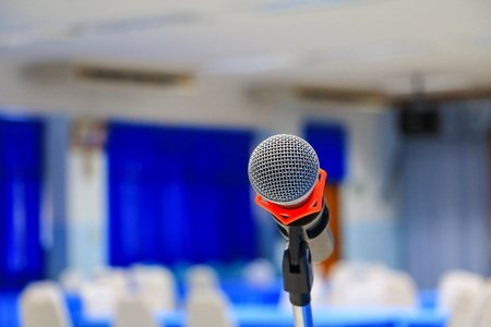 microphone wireless in a meeting room seminar conference background: Select focus with shallow depth of field.の写真素材