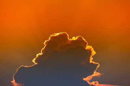 sunset beautiful colorful light gold in blue sky, twilight timeの写真素材