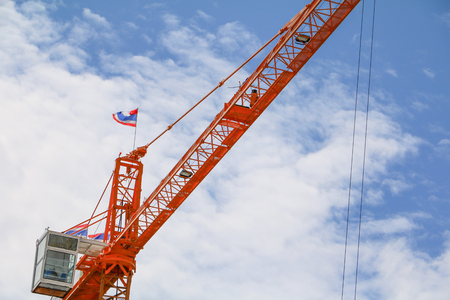 Tower crane industry,   Construction buildings in site on sky backgroundの写真素材