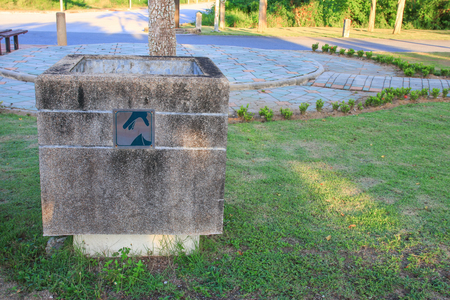 trash bin in public parkの写真素材