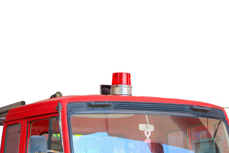 Fire Truck red and siren isolated on white background and clipping path
