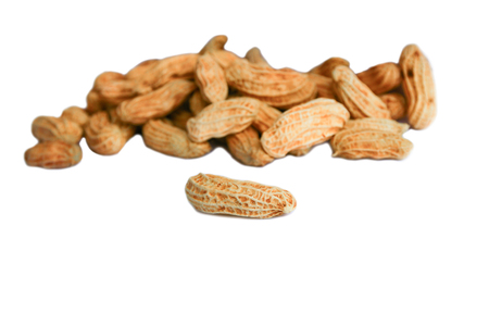 peanut group. nuts close up on white background