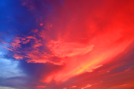 sky red in sunset and cloud, beautiful colorful evening nature with space for add text