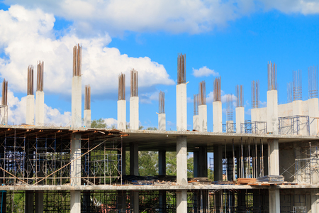 construction workers site and building of housing outdoor. which has sky background with copy space...