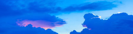 panorama blue sky vivid with cloud in summer Before sunset art of nature beautiful and copy space for add textの写真素材