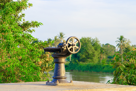 gear wheels water valve select focus with shallow depth of fieldの写真素材