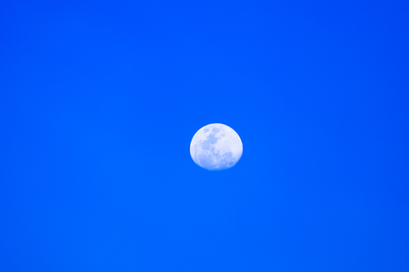 moon beautiful on blue sky with copy space for textの写真素材
