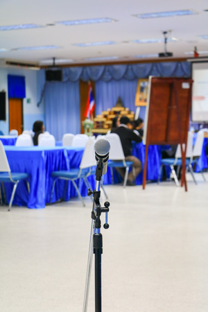 microphone wireless in a meeting room seminar conference background: Select focus with shallow depth of field.の写真素材