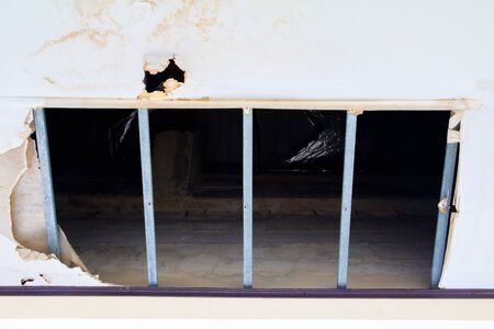gypsum ceiling inside damaged by water leaking