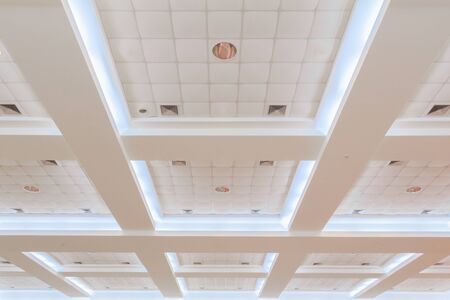 ceiling gypsum of business interior office building and light neon. style monochrome with copy space...