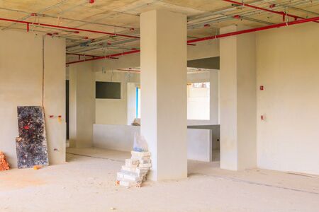 construction site  interior  building plan development on housing  with copy space add text