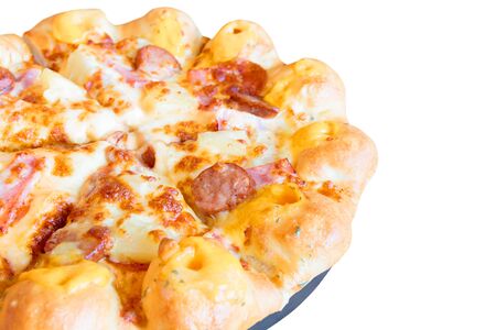 pizza isolated on white background and clipping pathの写真素材