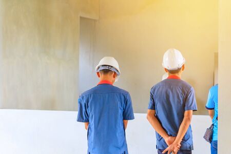 two engineer check in construction building working site