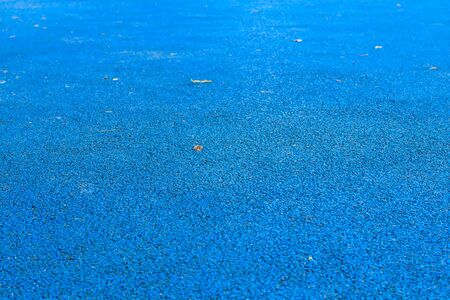 running track in runner rubber cover blue public park. for jogging exercise health lose weight concept copy space add text, select focus with shallow depth of field.の写真素材