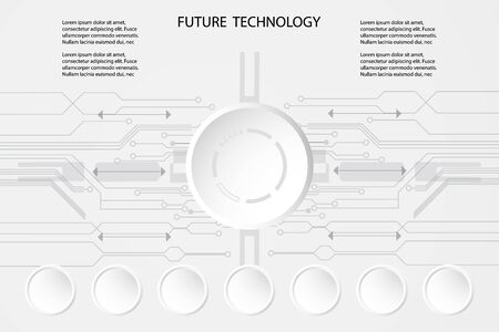 Abstract future technology circle and the circuit background Concept innovation Flow chart connect digital line engineering in world  data computer network communication on white background vector illustrationのイラスト素材
