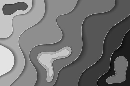 Paper cut Abstract black and white concept background. Vector illustration design template monochrome Hand drawnのイラスト素材