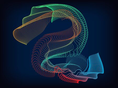abstract wave lines wavy colorful for brochure and website design concept on black background. vector illustrationのイラスト素材