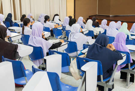 student Muslims in classroom have Social distance protect Coronavirus outbreakの写真素材
