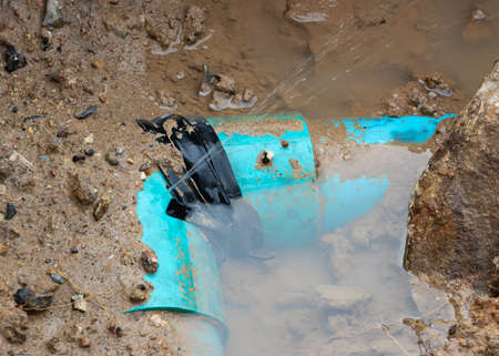 plumbing broken plastic pipe in the hole and water in wait repair