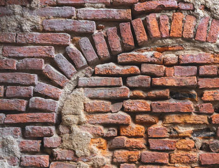 red brick block wall texture old background with copy space