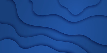 abstract dark blue paper and overlap wave curve line dimension modern website banner design vector backgroundのイラスト素材