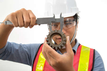 The young engineer isolated on white background.の写真素材