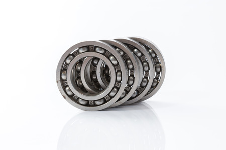 wheel bearings set production isolated on white backgroundの写真素材