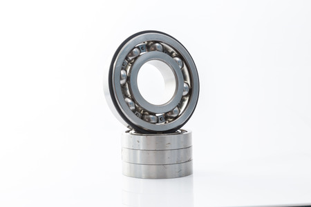 wheel bearings set production isolated on white backgroundの写真素材