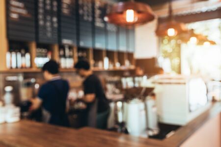 Blurred background made with Vintage Tones,Coffee shop blur background with Coffee Shop Bar Counter Cafe Restaurant Relaxation Concept.の写真素材