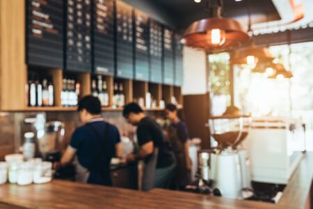 Blurred background made with Vintage Tones,Coffee shop blur background with Coffee Shop Bar Counter Cafe Restaurant Relaxation Concept.の写真素材