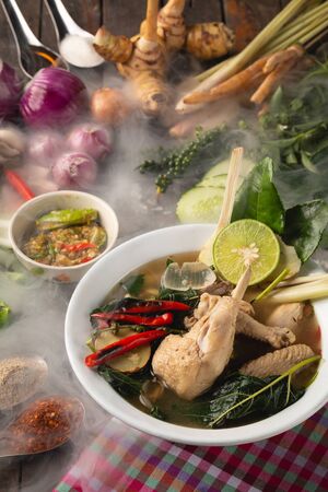 [Thai Esan food] Boiled chicken, Thai Esan local food, Thailandの写真素材