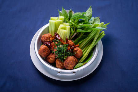 Fried Pork Larb, Thai food.の写真素材