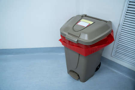 Infectious waste bin or contaminated trash in surgical operating room.の写真素材