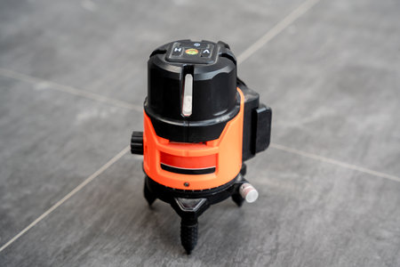 Laser level instrument  for construction works. house or building construction concept.