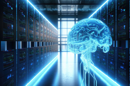 Artificial intelligence, Digital brain connected to data center. Generative AIの素材