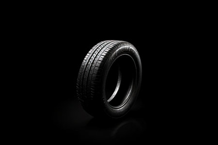 Car tires on dark background. Generative AIの素材